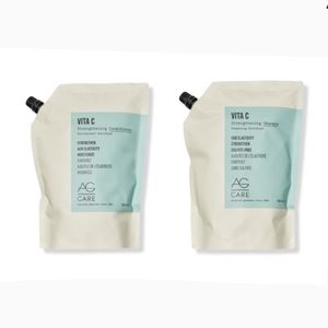 NEW AG Hair Care Vita C Strengthening Shampoo & Conditioner Liter Pouches